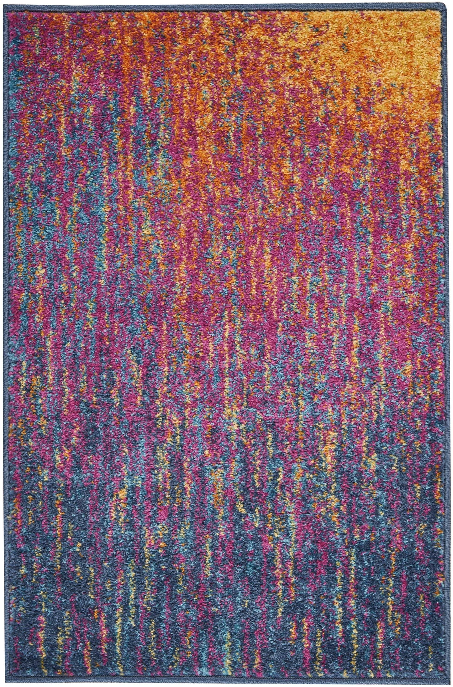 8' Blue And Pink Abstract Power Loom Runner Rug
