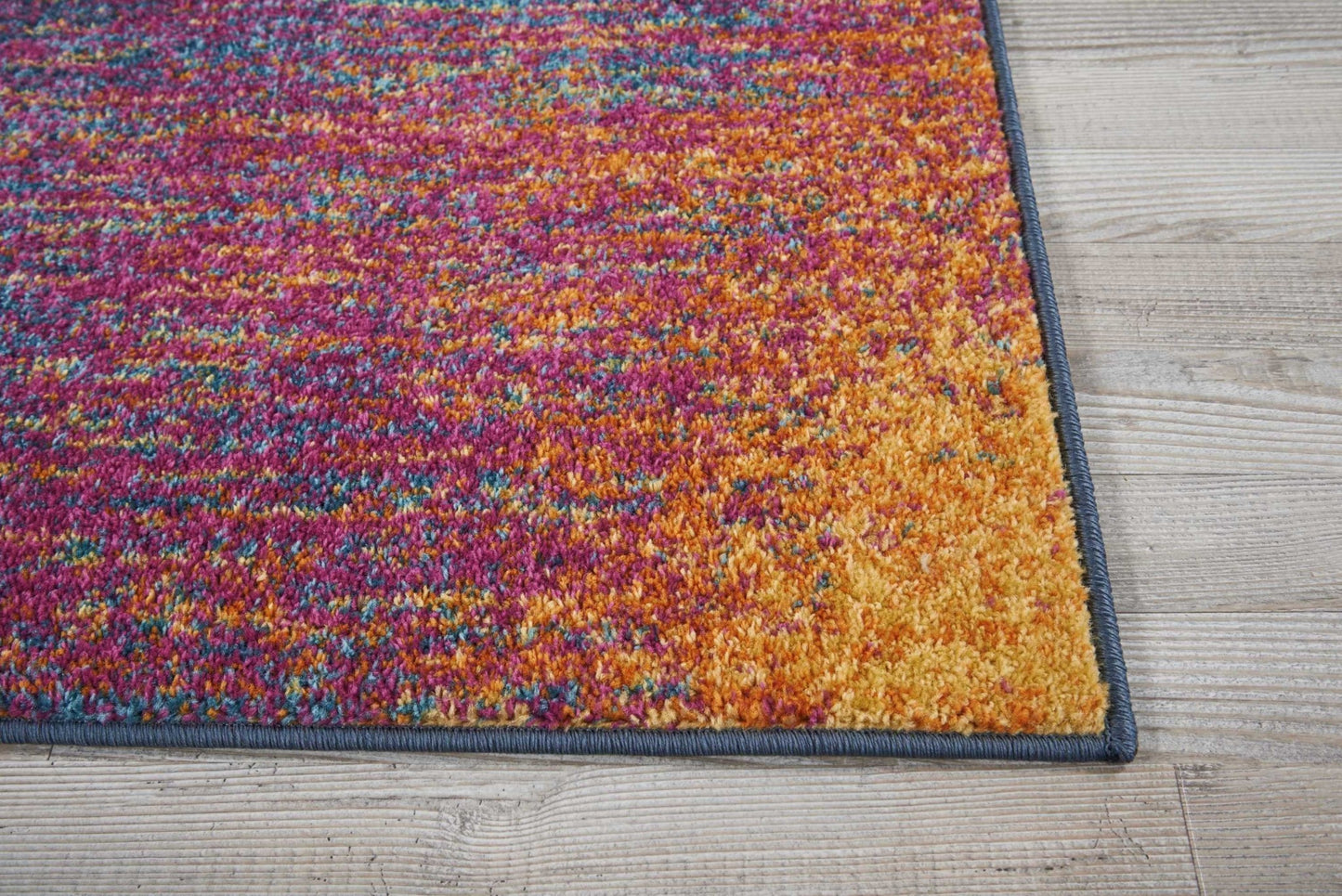 8' Blue And Pink Abstract Power Loom Runner Rug