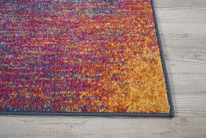8' Blue And Pink Abstract Power Loom Runner Rug