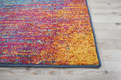 8' Blue And Pink Abstract Power Loom Runner Rug