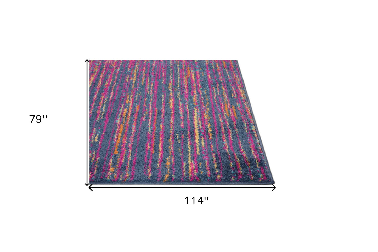 8' Blue And Pink Abstract Power Loom Runner Rug