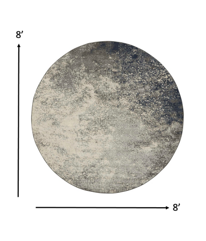 5' Gray And Ivory Round Abstract Power Loom Area Rug