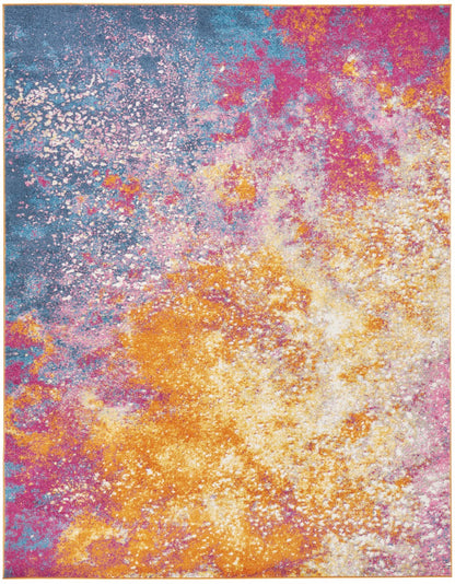 5' Sunset Round Abstract Power Loom Area Rug