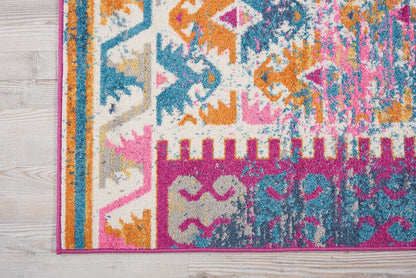 2’ X 3’ Ivory And Magenta Tribal Pattern Scatter Rug