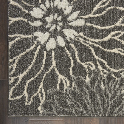 2' X 3' Blue And Gray Floral Power Loom Area Rug