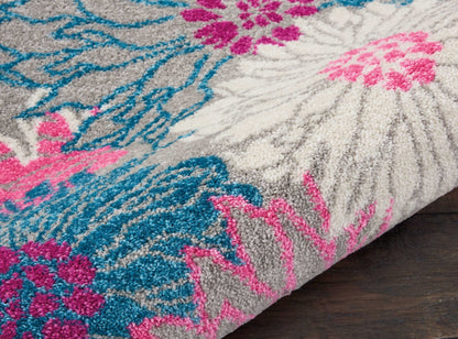5' X 7' Gray Floral Dhurrie Area Rug