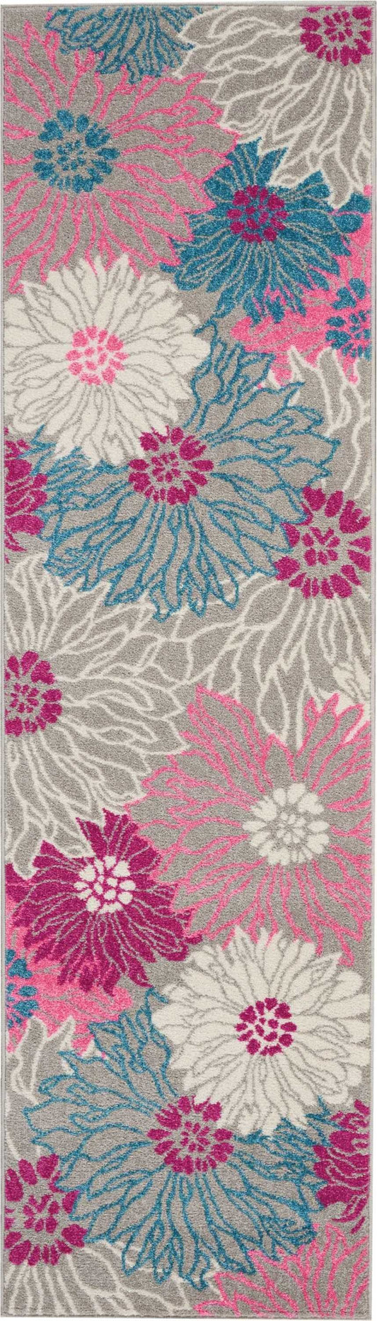 5' X 7' Gray Floral Dhurrie Area Rug