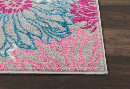 5' X 7' Gray Floral Dhurrie Area Rug