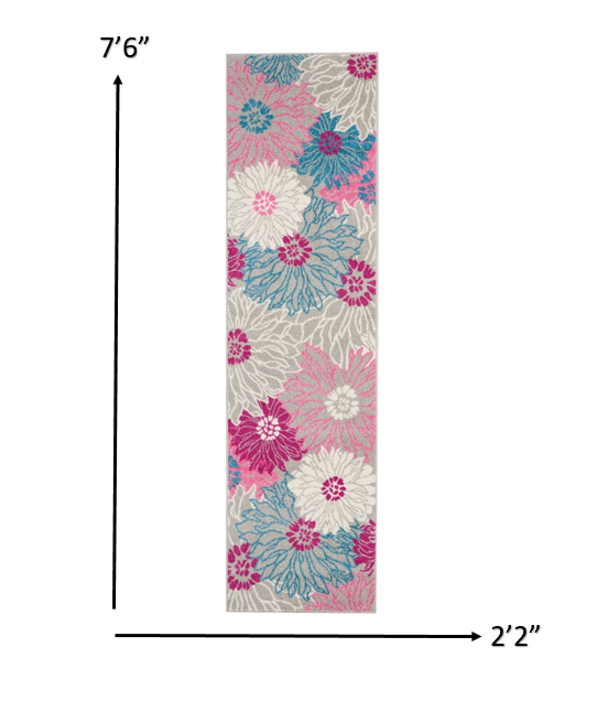 5' X 7' Gray Floral Dhurrie Area Rug