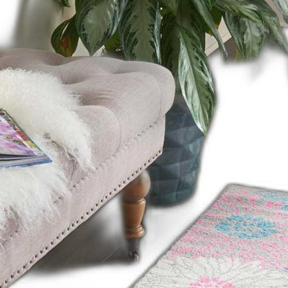 5' X 7' Gray Floral Dhurrie Area Rug