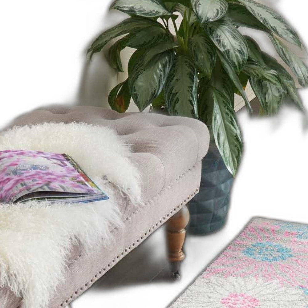 5' X 7' Gray Floral Dhurrie Area Rug
