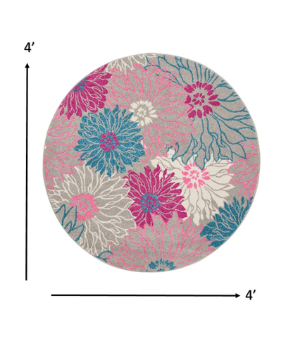 5' X 7' Gray Floral Dhurrie Area Rug