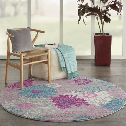 5' X 7' Gray Floral Dhurrie Area Rug