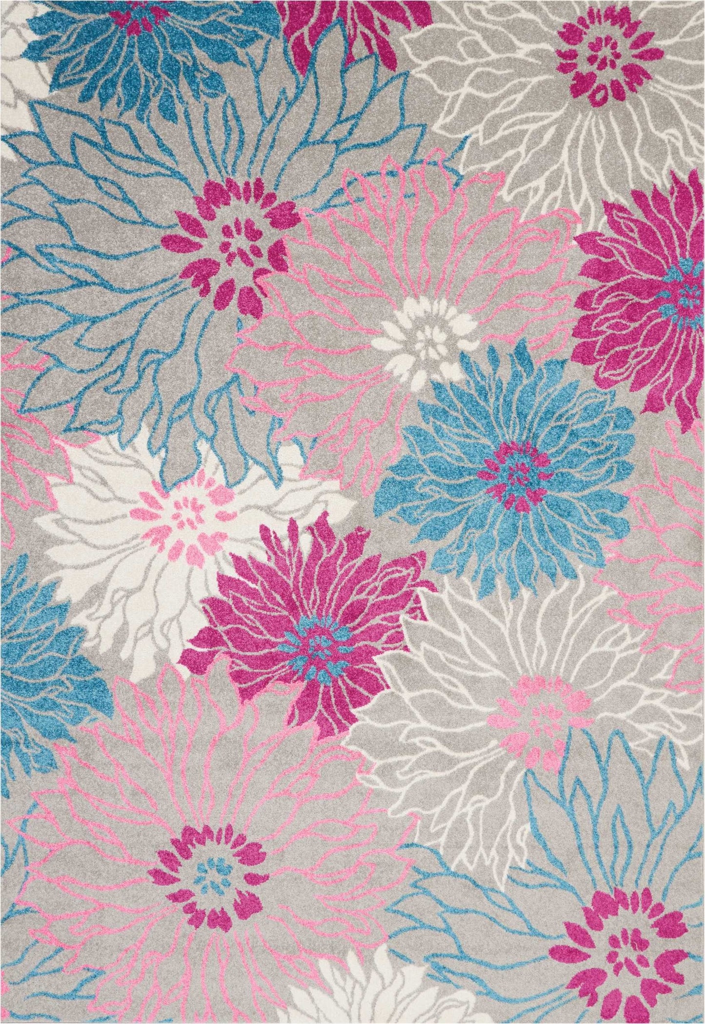 5' X 7' Gray Floral Dhurrie Area Rug