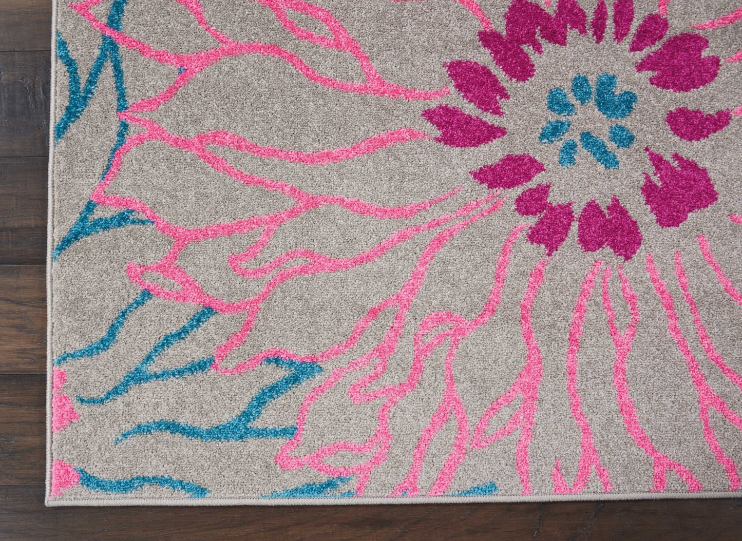 5' X 7' Gray Floral Dhurrie Area Rug