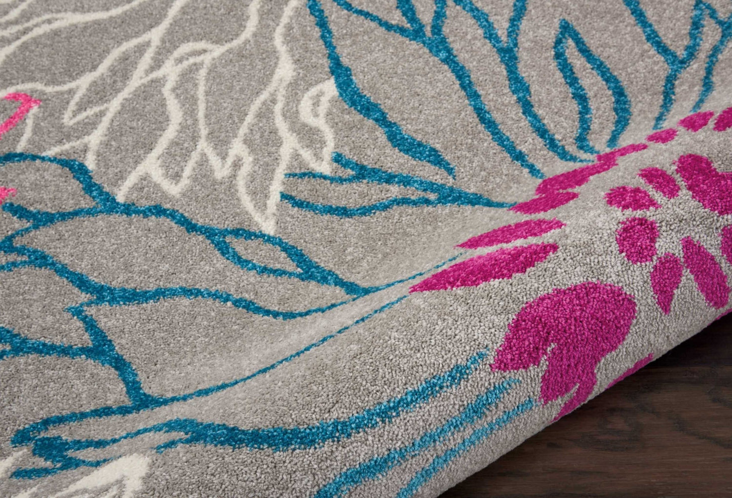 5' X 7' Gray Floral Dhurrie Area Rug