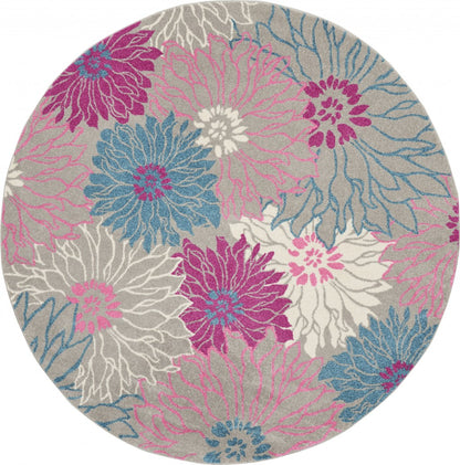5' X 7' Gray Floral Dhurrie Area Rug