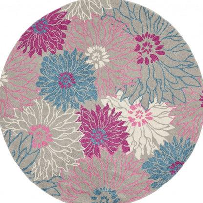 5' X 7' Gray Floral Dhurrie Area Rug