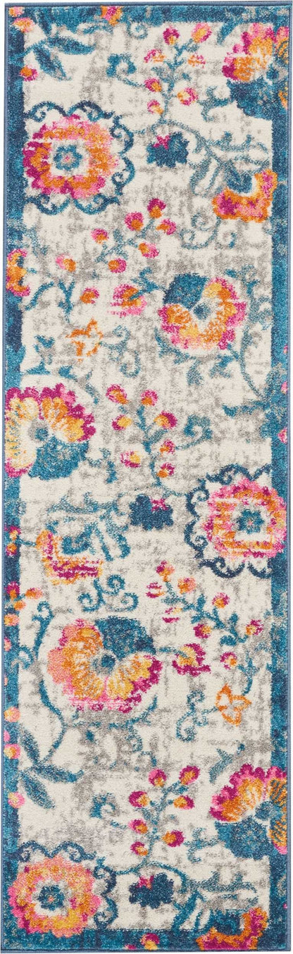 5' X 7' Ivory Floral Dhurrie Area Rug