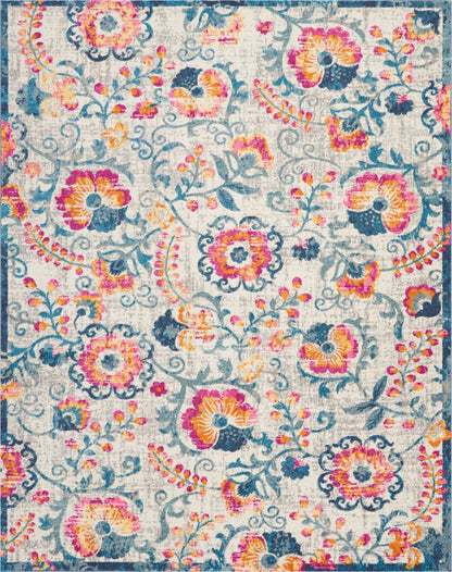 5' X 7' Ivory Floral Dhurrie Area Rug