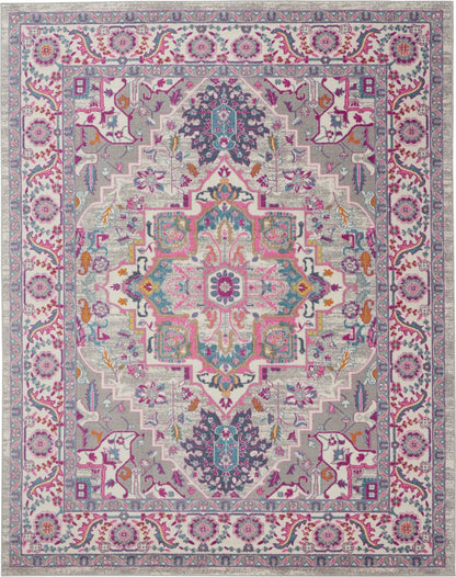 7' X 10' Pink And Gray Power Loom Area Rug