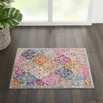 7' X 10' Pink And Gray Geometric Dhurrie Area Rug