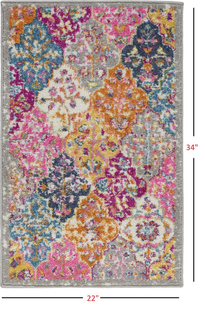 7' X 10' Pink And Gray Geometric Dhurrie Area Rug