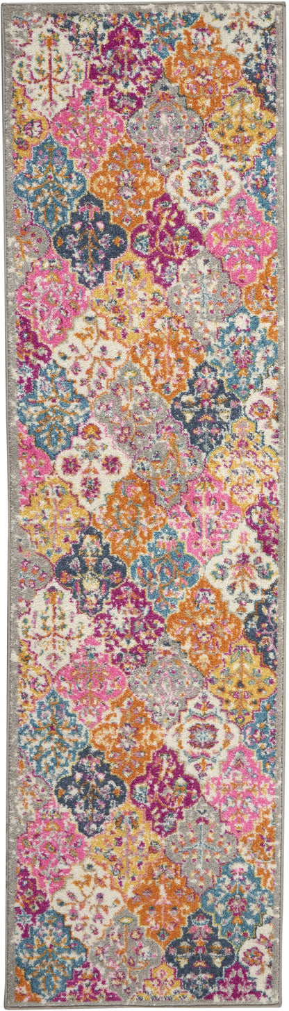 7' X 10' Pink And Gray Geometric Dhurrie Area Rug