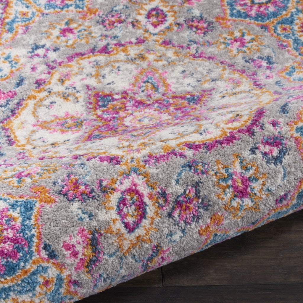 7' X 10' Pink And Gray Power Loom Area Rug