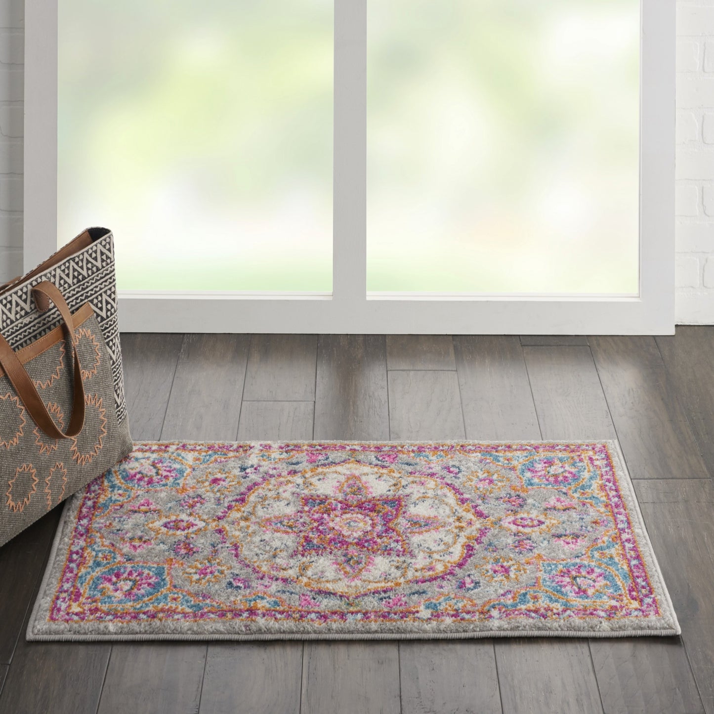 7' X 10' Pink And Gray Power Loom Area Rug