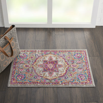 7' X 10' Pink And Gray Power Loom Area Rug
