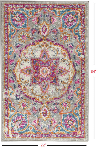 7' X 10' Pink And Gray Power Loom Area Rug