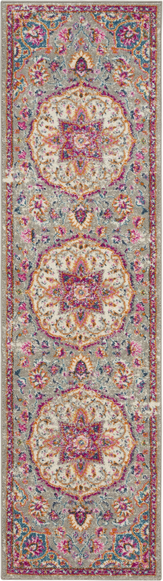 7' X 10' Pink And Gray Power Loom Area Rug