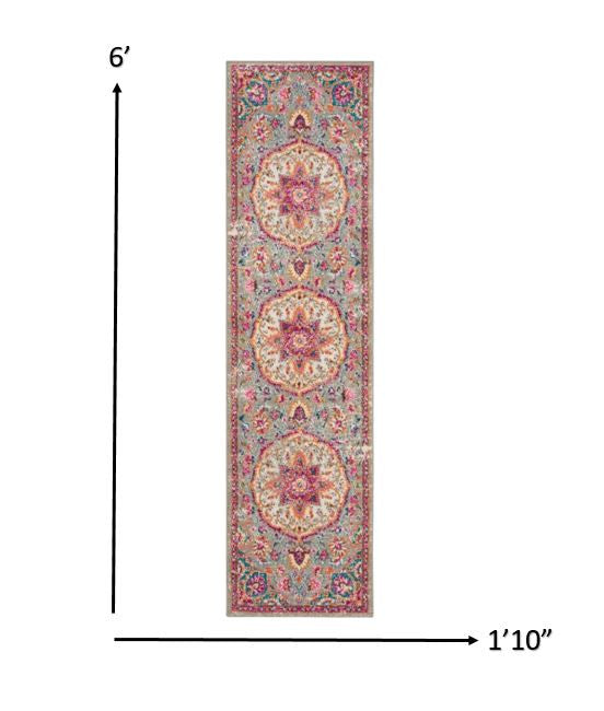 7' X 10' Pink And Gray Power Loom Area Rug
