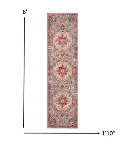 7' X 10' Pink And Gray Power Loom Area Rug