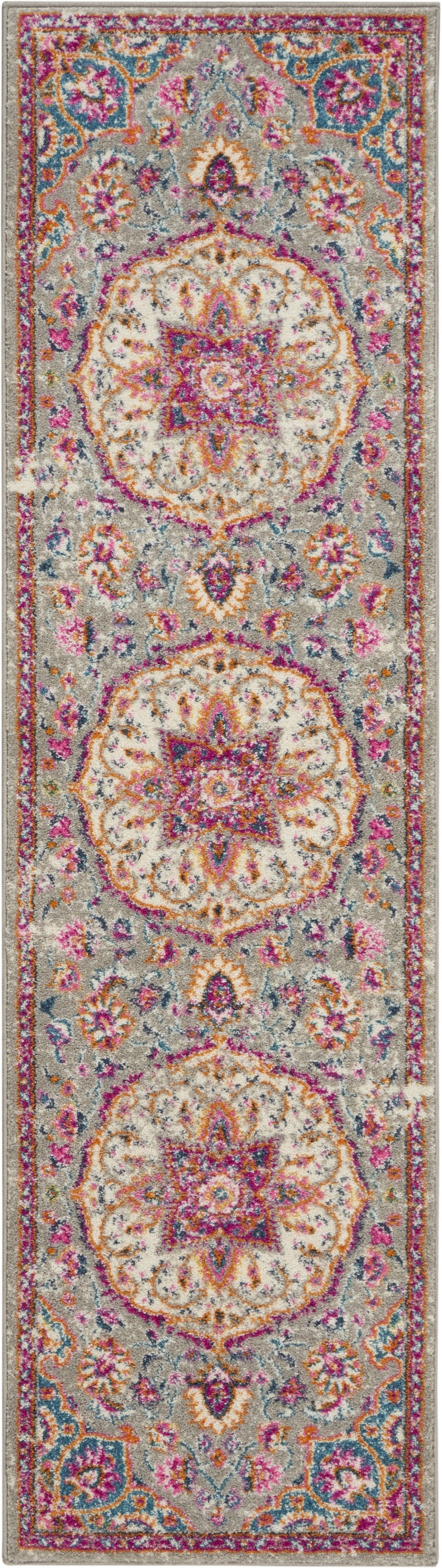 7' X 10' Pink And Gray Power Loom Area Rug