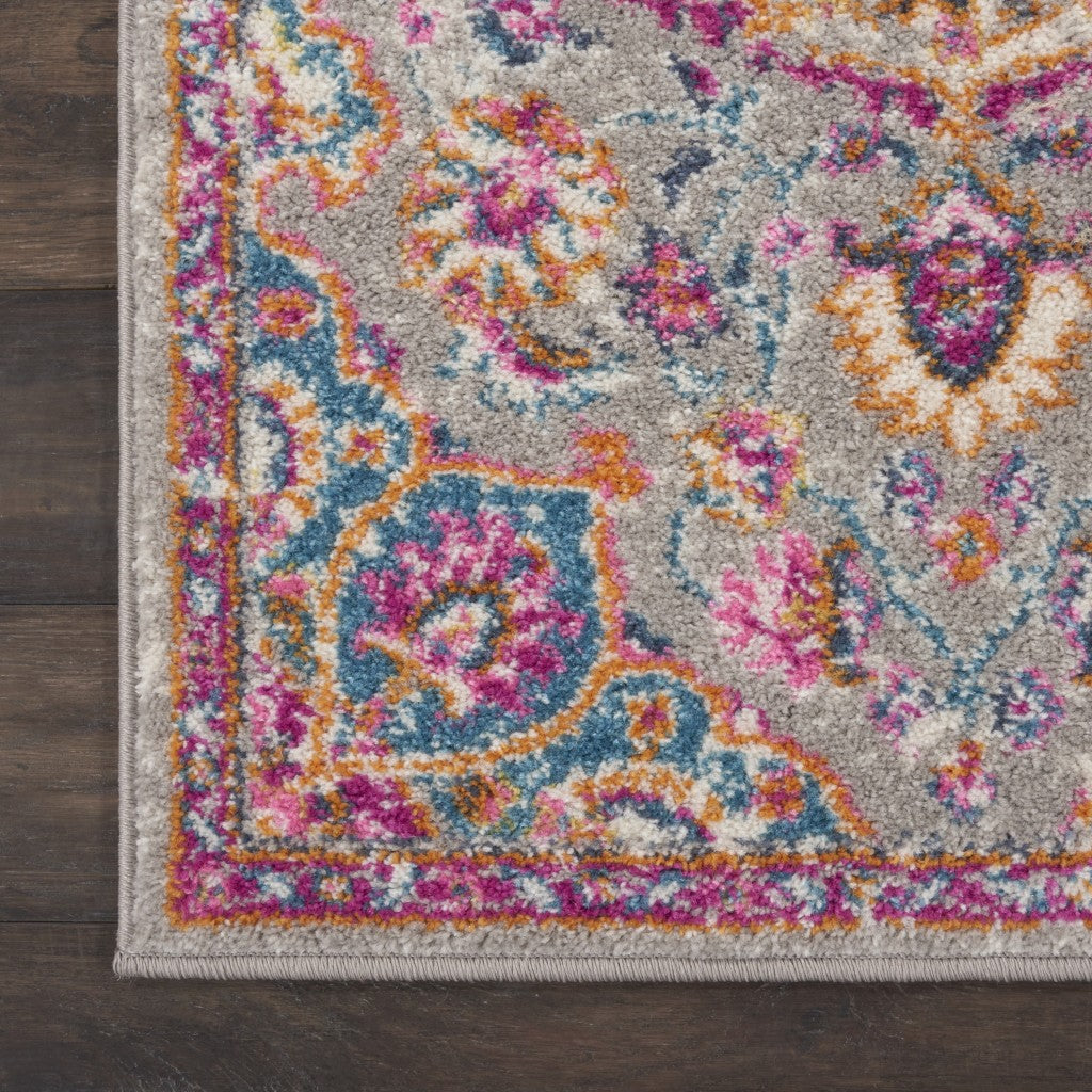 7' X 10' Pink And Gray Power Loom Area Rug