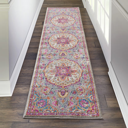 7' X 10' Pink And Gray Power Loom Area Rug