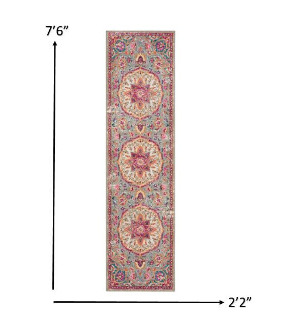 7' X 10' Pink And Gray Power Loom Area Rug