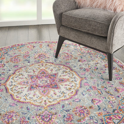 7' X 10' Pink And Gray Power Loom Area Rug