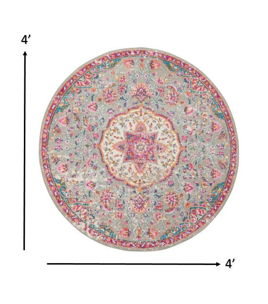 7' X 10' Pink And Gray Power Loom Area Rug