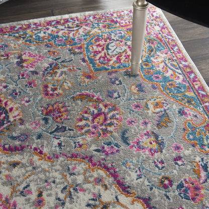 7' X 10' Pink And Gray Power Loom Area Rug