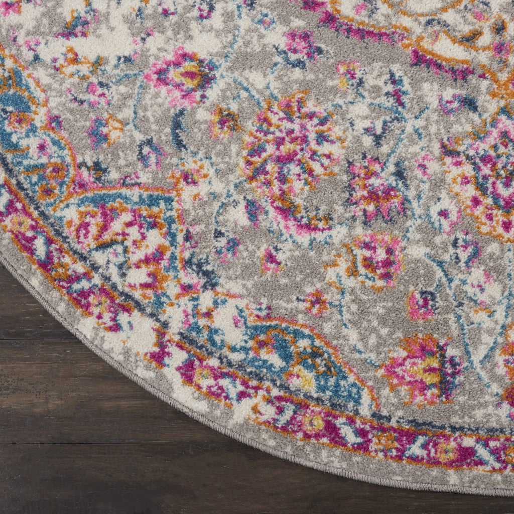 7' X 10' Pink And Gray Power Loom Area Rug