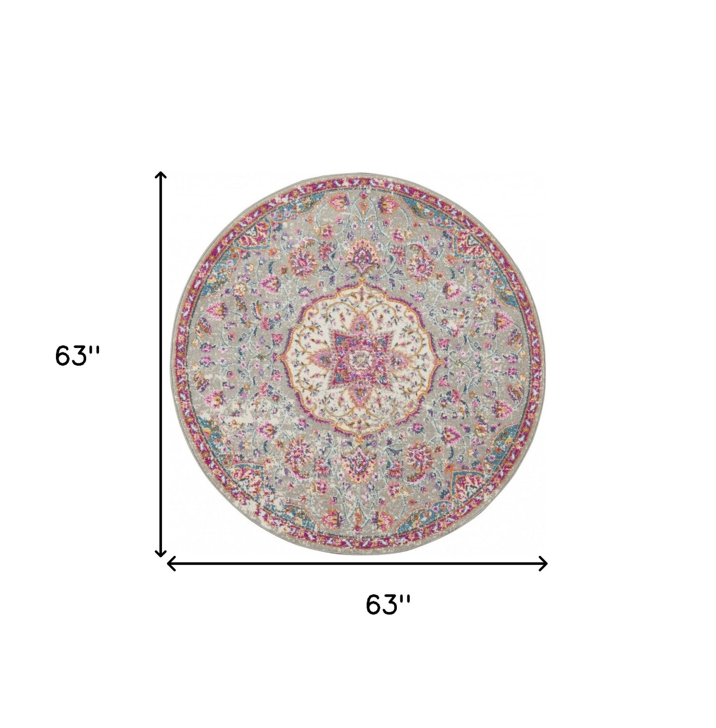 7' X 10' Pink And Gray Power Loom Area Rug