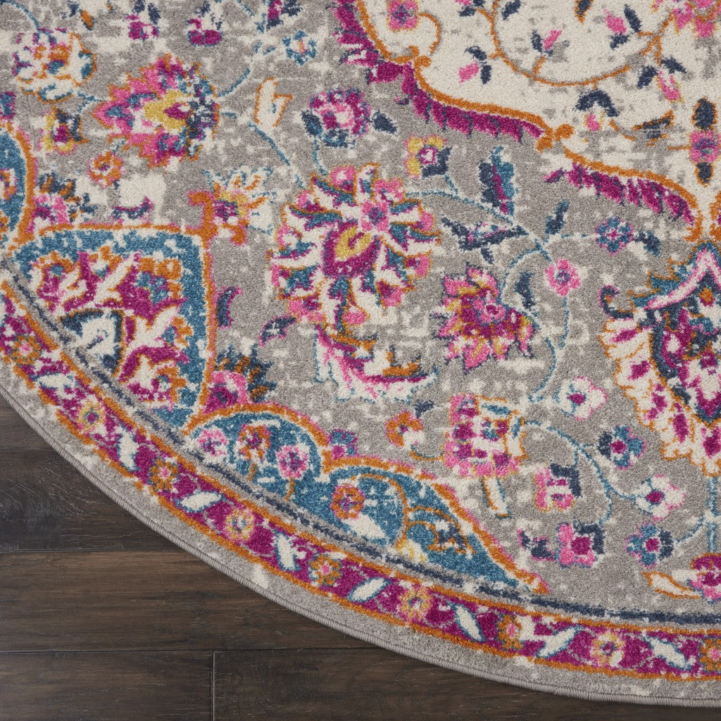 7' X 10' Pink And Gray Power Loom Area Rug