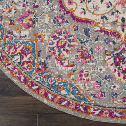 7' X 10' Pink And Gray Power Loom Area Rug
