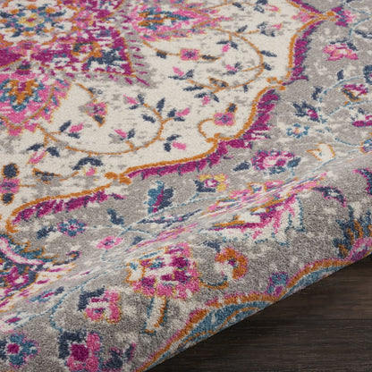 7' X 10' Pink And Gray Power Loom Area Rug