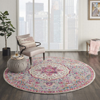 7' X 10' Pink And Gray Power Loom Area Rug