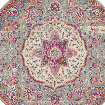7' X 10' Pink And Gray Power Loom Area Rug
