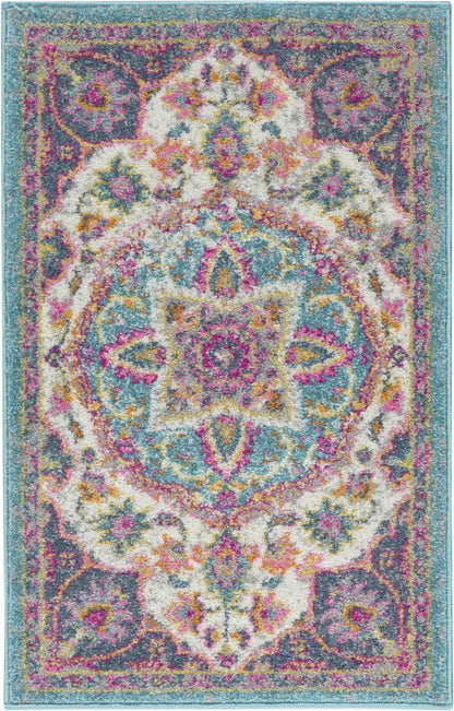 5' X 7' Pink And Green Dhurrie Area Rug